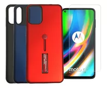 Motorola Moto G9 Plus Protector Case Carcasa  + Vidrio 9h 