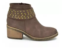 Bota Casual Taco Bajo Korium Con Cierre Studs