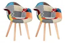 Pack 2 Sitial Poltrona Patchwork Wood Multicolor