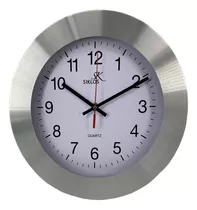 Reloj Pared Metal Siklos Gc1201w 30cm Ancho Silencioso Color De La Estructura Plateado Color Del Fondo Blanco