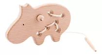 Brinquedo Alinhavo Em Madeira Capivara + Cx Mdf - Montessori