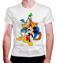 Camiseta Masculina Mickey Pateta Pato Donald Amigos Felizes 