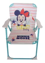 Silla Playa Infantil Minnie Y Mickey Plegable Con Seguro Color Rosa