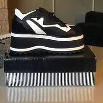 Sneakers Combinados Blanco Y Negro