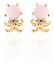 Mini Aros Pulpo Zarcillos Marinos Baño De Oro 18k