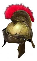 Fantasia Capacete Gladiador Dourado Soldado Romano C/ Plumas