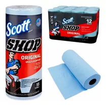 Scott 12 Rollos Toallas Shop Paño Multiusos Absorbente Color Azul