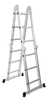Escalera De Aluminio Plegable Multifuncion Articulada 4x3 Color Plateado