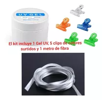 Kit Fibra De Vidrio Mas Gel Uv Y Clips Semipermanente