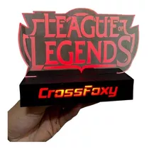 Luminária Abajur Led Rgb - League Of Legends - Com Nickname