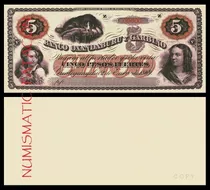 Billete 5 Pesos Fuerte Oxandaburu Garbino 1869 - Copia 1792p