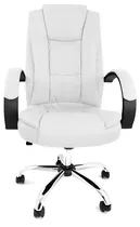 Silla De Oficina Ergonomica Presidencial Monterrey Giratoria Reclinable Marca Silleti Sistema Baculante Cuero Sintetico Alta Calidad Color Blanco