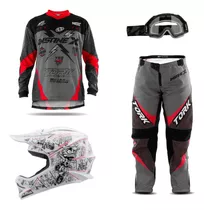 Roupa Motocross Infantil Para Piloto Trilha+ Capacete Oculos