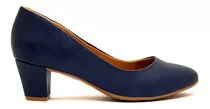Zapatos Clásicos Mujer Cuero Ecológico Azul Ramarim Taco 5cm