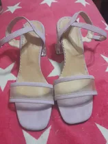 Sandalias Taco Bajo Hermosas Color Lila Taco Transparente 