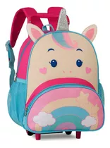 Mochila Bolsa Escolar Passeio Com Rodinhas Unicórnio Rosa