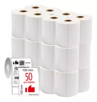 Kit 50 Rolos Etiquetas Adesivas Couche 100x150mm Branco