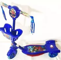 Patinete Infantil Cesta Luzes Vingadores Menino Cor Azul