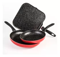 Juego De 2 Sartenes Y Comal De Aluminio Cinsa Experta Roca Color Rojo