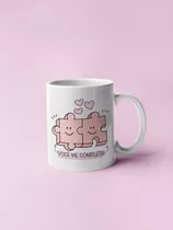 Caneca Porcelana Estampa Quebra Cabeça Rosa Você Me Completa