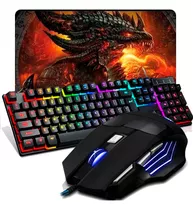 Kit Teclado Semi-mecânico + Mouse Gamer 3200 Dpi + Mouse Pad