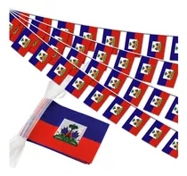 Banderas Rectangulares Haiti 32 Banderines 21x14 Cm