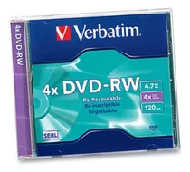 Dvd Rw Regrabable 4x 4.7gb Caja Slim 120min Verbatim