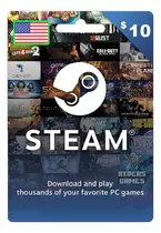 Cartão Presente Pré-pago Steam $10 Dólares Digital