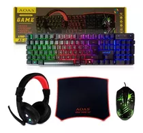 Set Gamer De Teclado, Mouse, Audífonos Y Mouse Pad  4 Piezas