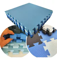 Kit 8 Tapete Tatame 2m² 50x50x2cm Grosso Eva Menino Criança Cor Tons De Azul Texturizado