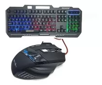 Kit Teclado Mouse X7 Luminado Gamer Semi Mecânico Led Rgb Nf