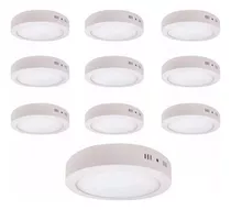 Pack X10 Focoplafón Led 18w Sobrepuesto Redondo Blanco Frío