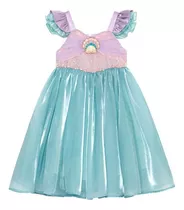 Vestido Princesa Pequena Sereia Ariel Festa Fantasia Luxo