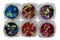 Set 6 Pigmentos Mix Escarchas Glitter Modelos Surtidos
