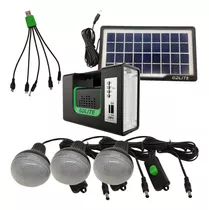 Kit Panel Solar Con Batería Y 3 Bombillos De 3w Carga Usb 5v