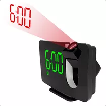 Reloj Despertador Alarma Led Proyector Pared Techo Hora Luz Color Negro