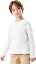 Pack 3 Camisetas Niños Blancas Algodón Con Bambú Manga Larga