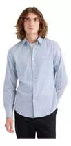 Camisa Hombre Refined Poplin Slim Fit Azul Cuadritos Dockers