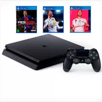Sony Playstation 4 Slim 1tb Preto (fifa 20, Fifa 18 E Pes 2019)