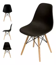 Silla Eames Diseño Patas Madera Dsw Colores X4 Color Del Asiento Negro