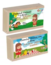 Kit 2 Dominós Pedagógicos Em Libras Animais E Frutas