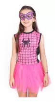 Disfraz Infantil Mujer Araña Spidergirl Rosa Tutú Nena