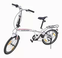 Bicicleta Plegable Verado Plegable R20 7v Cambios Shimano Revoshit Color Blanco Con Pie De Apoyo