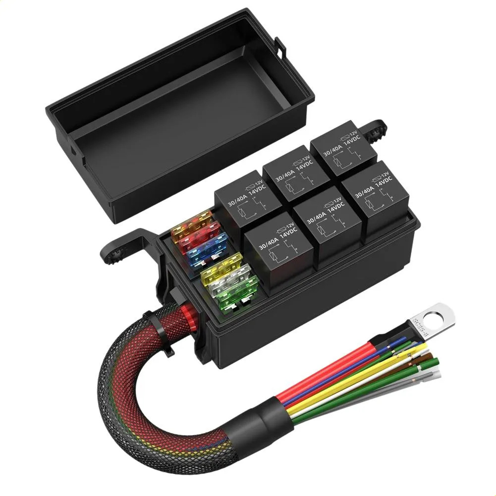 Caja Portafusibles Y Relevadores Automotriz 6 Vías Para Carro Camioneta Lancha
