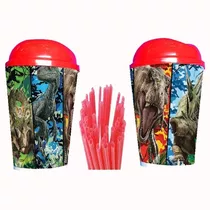 Vaso Pitillo Dinosaurios X 12 Sorpresa Piñata Regalo Fiesta