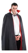 Capa Reversible Negro Rojo Dracula Disfraz 130 Cm Halloween