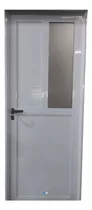 Puerta Aluminio Blanco  80x200 1/4 Vidrio Lateral