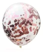 Set 12 Globos Confetti Rosa Gold Premium - Las Condes