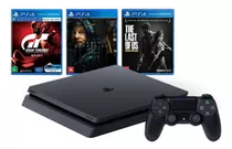 Sony Playstation 4 Slim 1tb Mega Pack: Gran Turismo Sport/ Death Stranding/ The Last Of Us Remastered Seminovo