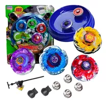 Kit 4 Beyblade Metal Fusion Led Tornado C/arena 2 Lançadores